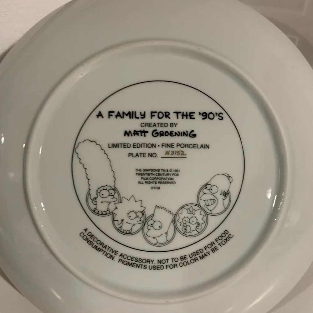 Franklin mint The Simpsons  Plate # N3152